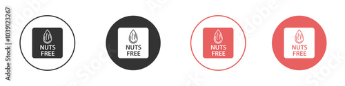 nuts free icon Flat set in black and white color