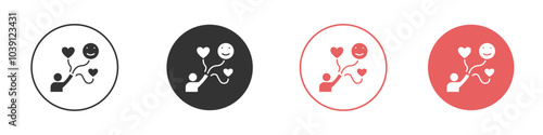 Pleasure icon Flat set in black and white color