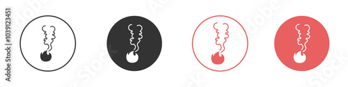pollution icon Flat set in black and white color