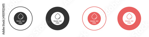 Trans fat free icon Flat set in black and white color