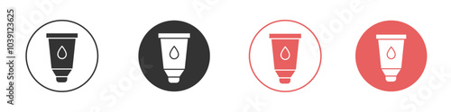 Water-based lubricant icon Flat set in black and white color