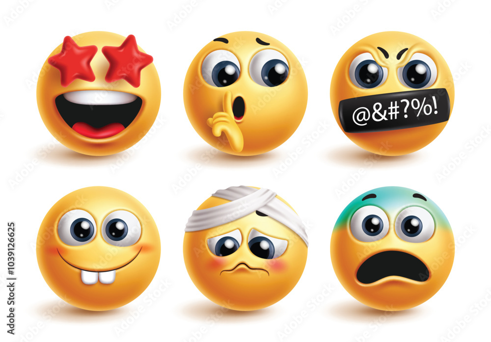Emoji characters vector set. Emojis character like happy, crying, angry and in love facial expression in yellow and red color icon. Vector illustration graphic design elements.
Emoji characters vector set. Emojis character like happy, crying, angry and in love facial expression in yellow and red color icon. Vector illustration graphic design elements.