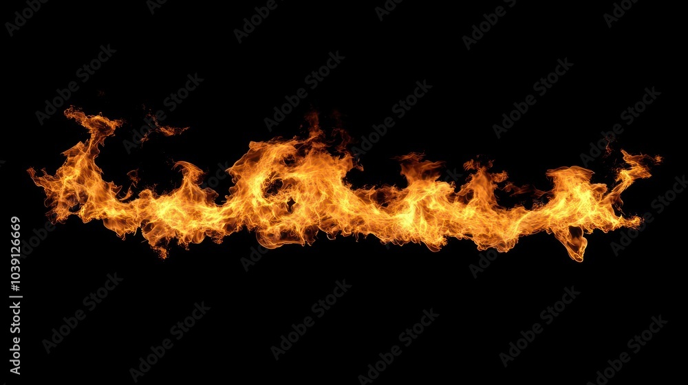 Fiery Flame Isolated on Black Background Fiery Flame Isolated on Black Background