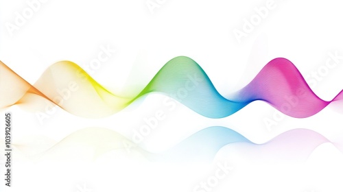 Abstract Rainbow Waves on White Background