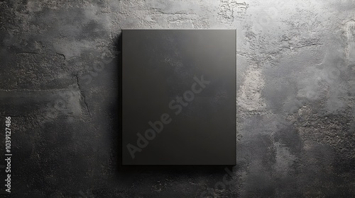 Professional, minimalist open and closed brochures, blank and ready for custom design, photographed from above on a sleek grey background photo