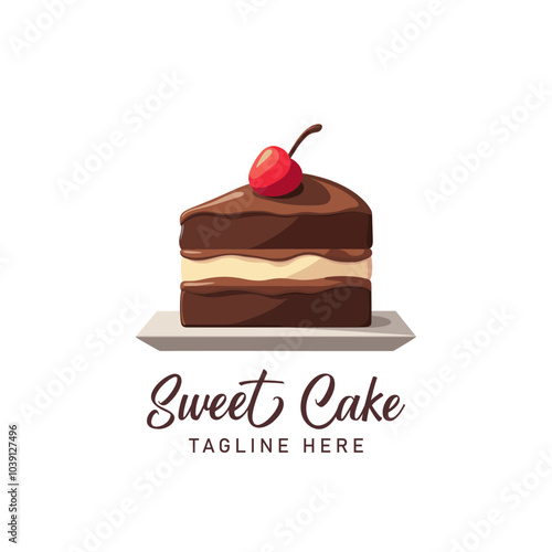 Chocolate Cake bakery shop logo design vector template. Sweet cake icon based logo design editable vector file. cup cake, slice cake, pasty, birthday cake photo