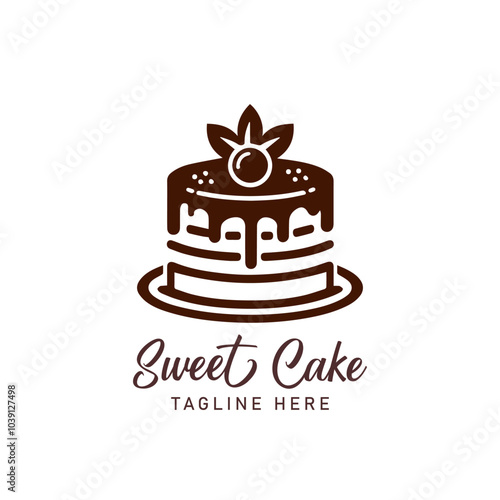 Cake bakery shop vintage logo design vector template. Sweet cake icon based logo design editable vector file. cup cake, slice cake, pasty, birthday cake