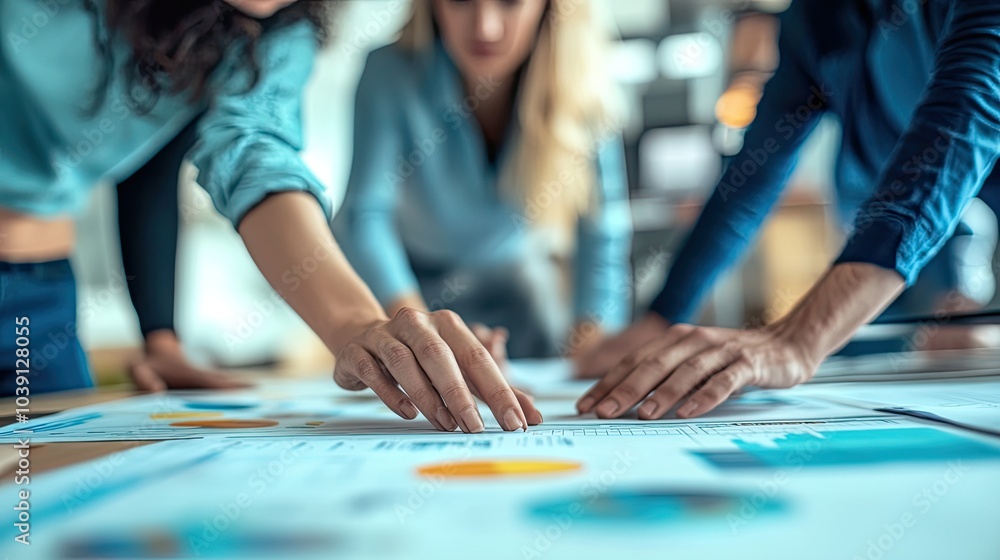 Marketing Team Analyzing Market Research, Generative AI Marketing Team Analyzing Market Research, Generative AI