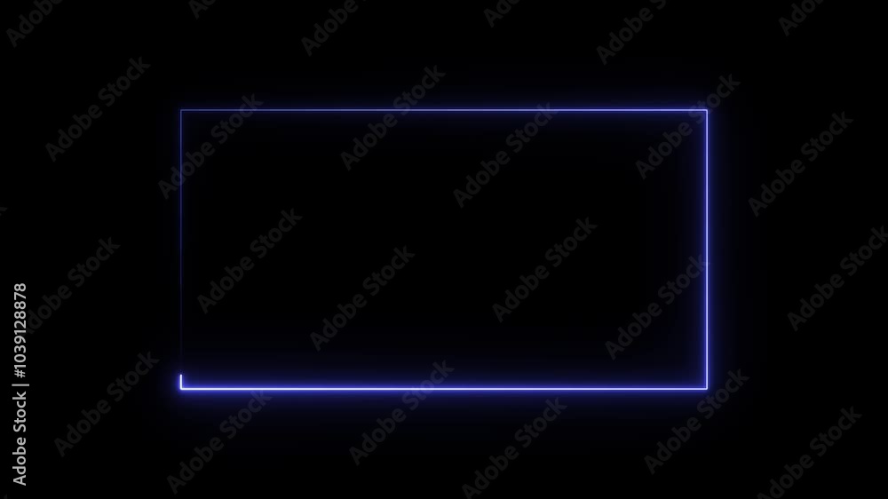 Abstract neon rectangle frame animation on black background. Colorful laser show seamless loop 4K border.Blue light moving for overlay element Abstract neon rectangle frame animation on black background. Colorful laser show seamless loop 4K border.Blue light moving for overlay element