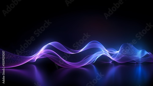 Digital technology blue and purple abstract sound wave PPT poster background