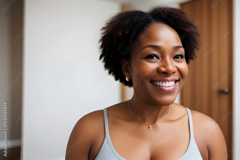 beautiful Happy black woman in a yoga studio. Middle aged. Smile, exercise, fitness, peaceful, healthy, glowing, balance, strength, flexibility, meditation, wellness, mindfulness, energy, positivity beautiful Happy black woman in a yoga studio. Middle aged. Smile, exercise, fitness, peaceful, healthy, glowing, balance, strength, flexibility, meditation, wellness, mindfulness, energy, positivity