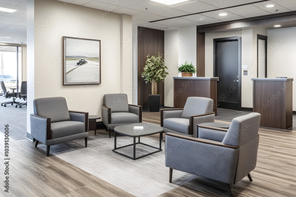 Fototapeta premium Cozy and Minimalist Waiting Area in a Modern Law Enforcement Agency