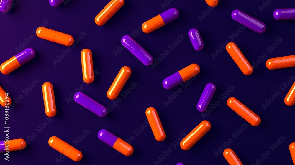 Colorful Capsules on Dark Surface Colorful Capsules on Dark Surface