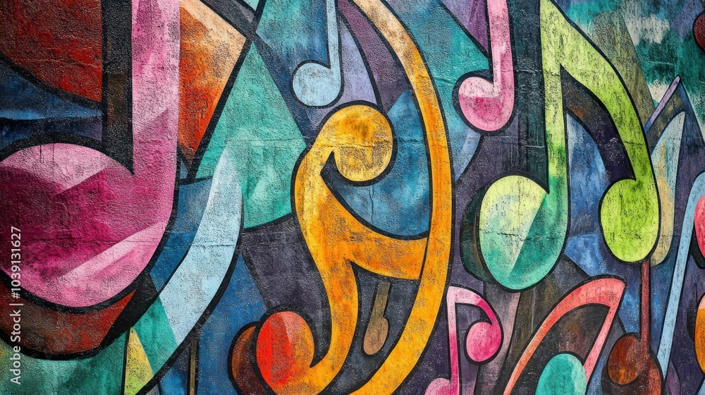 Colorful Music Notes Mural Colorful Music Notes Mural