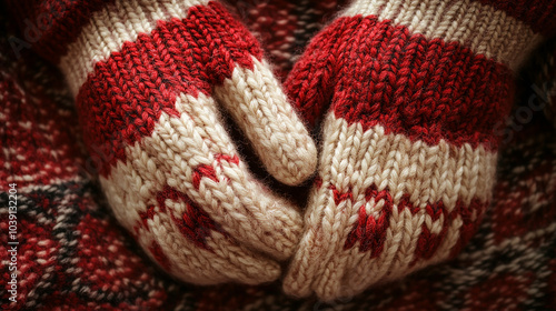 Cozy winter gloves soft and warm texture photo