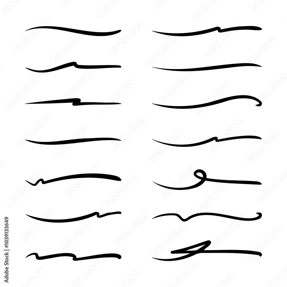 Set of hand drawn underline. Set of hand drawn underline.