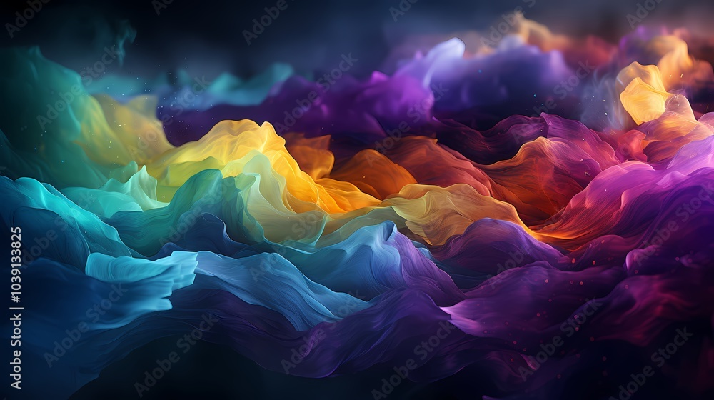 Fototapeta premium Digital technology colorful watercolor brushstroke illustration poster background