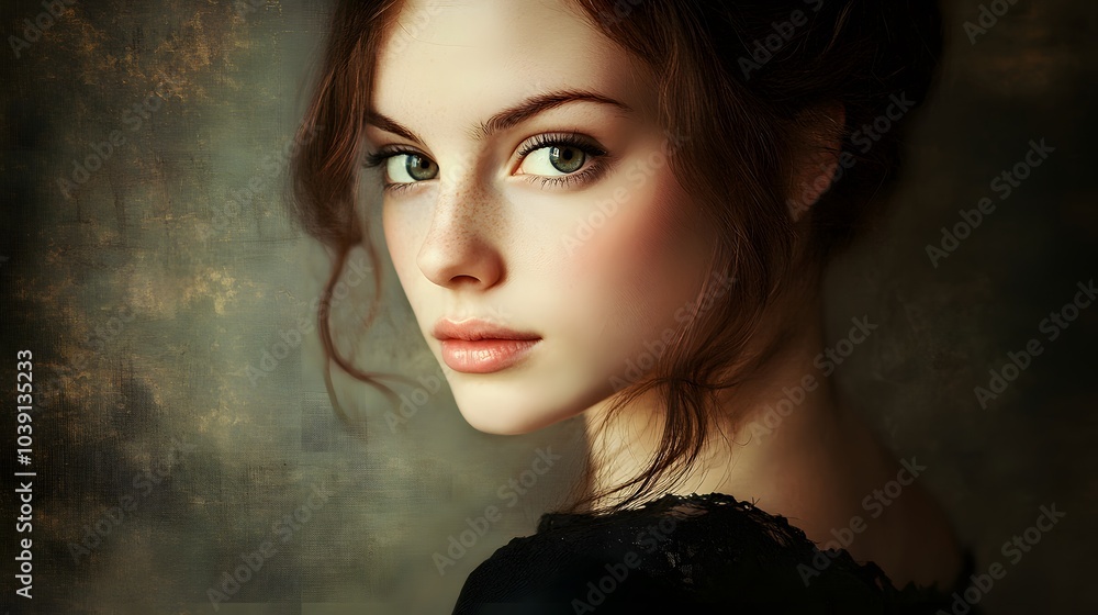 Fototapeta premium Beautiful young woman look at camera. 