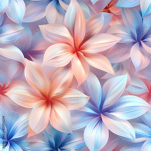 Abstract flowers in rich pastel colors, seamless design