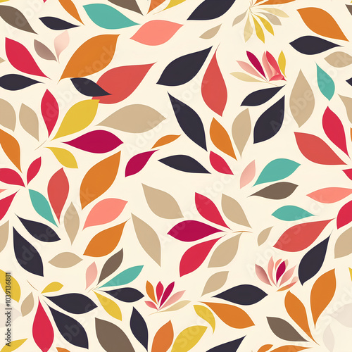 Abstract flowers in rich pastel colors, seamless design