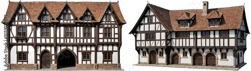 Medieval Inn House, isolated transparent background