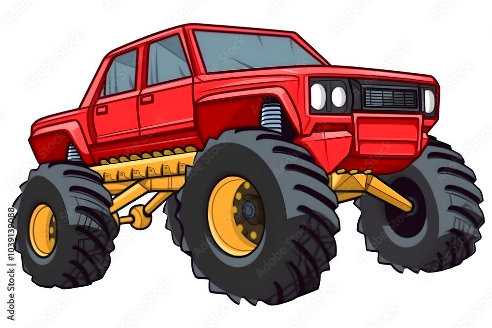 Roter Monstertruck Illustration - KI generiert Roter Monstertruck Illustration - KI generiert