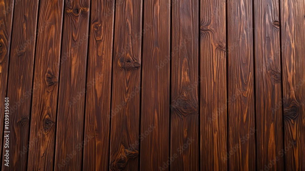 Naklejka premium Wooden panel background with rich textures and deep brown hues, perfect for design projects.