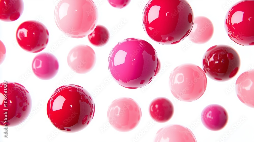 A Collection of Radiant Pink and Red Spheres in Motion A Collection of Radiant Pink and Red Spheres in Motion