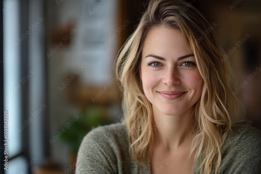 Smiling woman looking at camera - generative ai Smiling woman looking at camera - generative ai