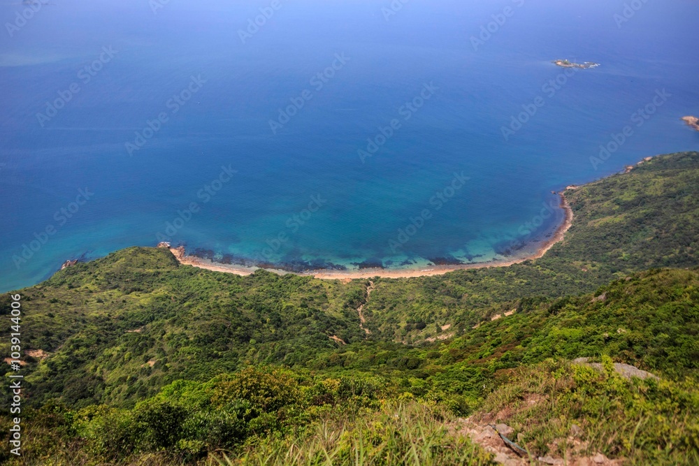Scenic Aerial View of Vibrant Blue Ocean Waters of Nam She Wan, Sai Kung, Hong Kong Scenic Aerial View of Vibrant Blue Ocean Waters of Nam She Wan, Sai Kung, Hong Kong