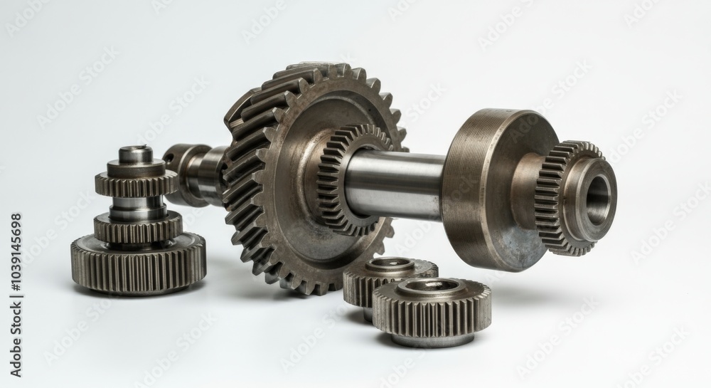 Set of Gears for Machinery on a White Background Set of Gears for Machinery on a White Background