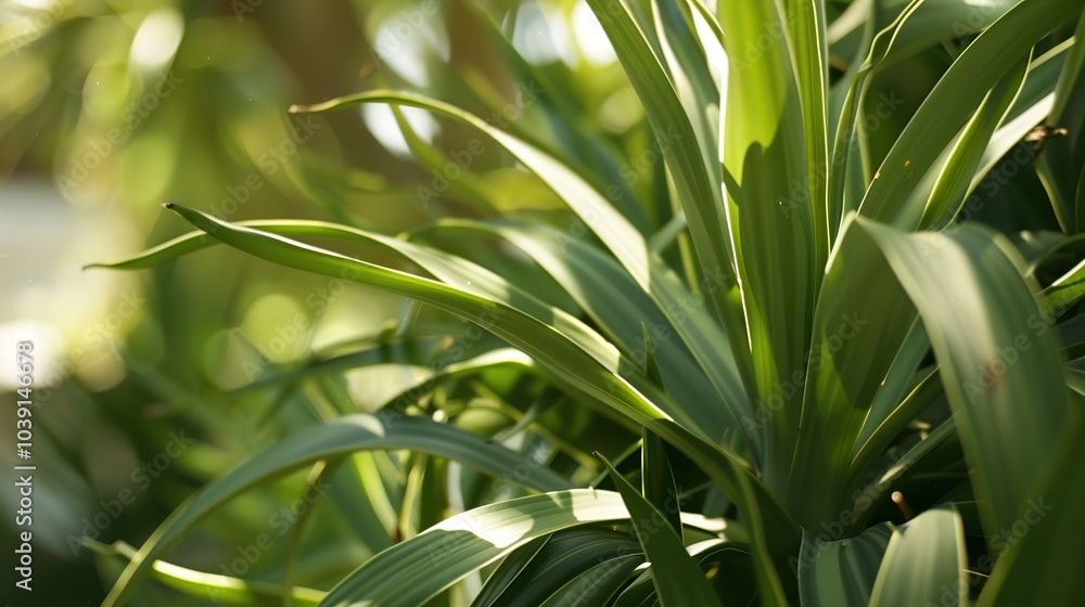 Naklejka premium Yucca Plant - a striking and resilient succulent. The yucca showcases its unique form and vibrant green leaves, adding a touch of nature to any space.