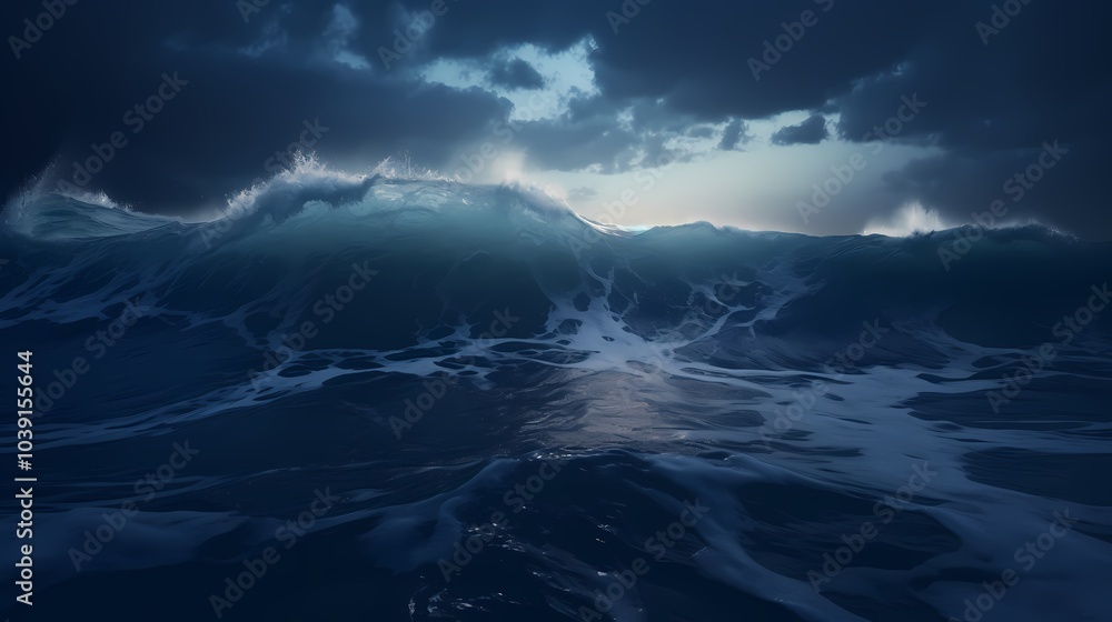 Naklejka premium Digital technology blue wave poster web page background