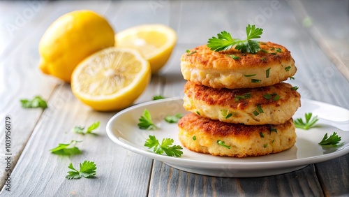 Golden brown, crispy, and garnished with fresh herbs, these savory patties are a delightful culinary experience.