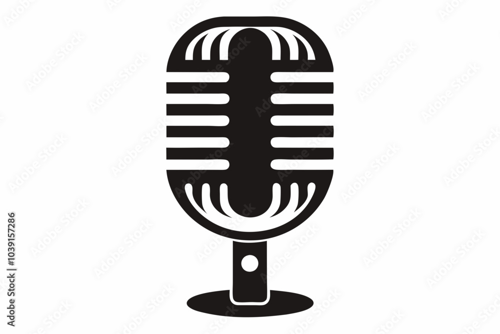 Retro microphone icon, Mic silhouette, Music, voice, record icon. microphone silhouette vector Retro microphone icon, Mic silhouette, Music, voice, record icon. microphone silhouette vector