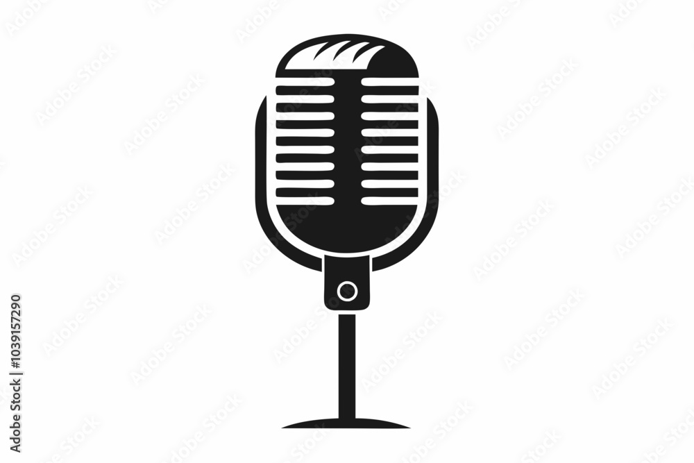 Retro microphone icon, Mic silhouette, Music, voice, record icon. microphone silhouette vector Retro microphone icon, Mic silhouette, Music, voice, record icon. microphone silhouette vector
