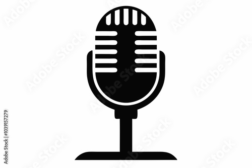 Retro microphone icon, Mic silhouette, Music, voice, record icon. microphone silhouette vector