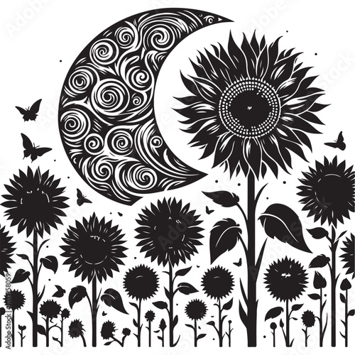 sunflower vector silhouette