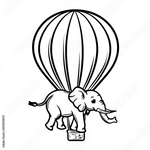 Elephant On Hot Air Balloon