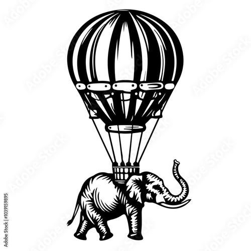 Elephant On Hot Air Balloon