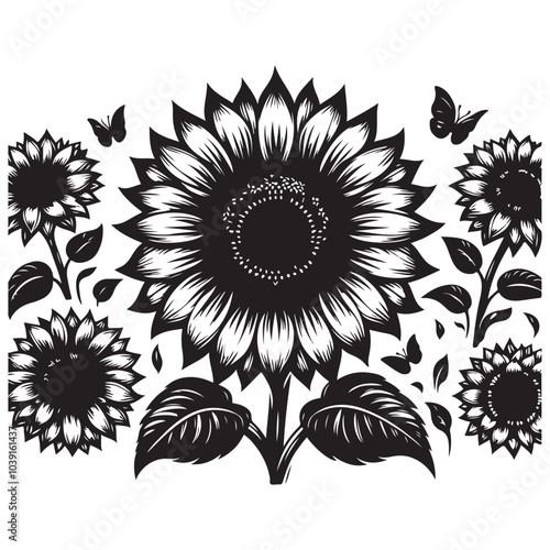 sunflower vector silhouette