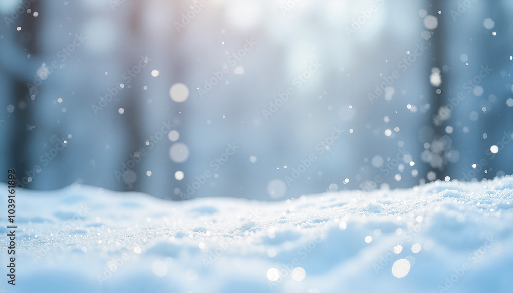 Snowy winter landscape with falling snowflakes and blurred background copy space, winter landscape, winter background Snowy winter landscape with falling snowflakes and blurred background copy space, winter landscape, winter background