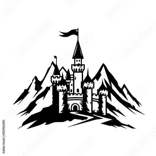 Fantasy Castle And Mountains