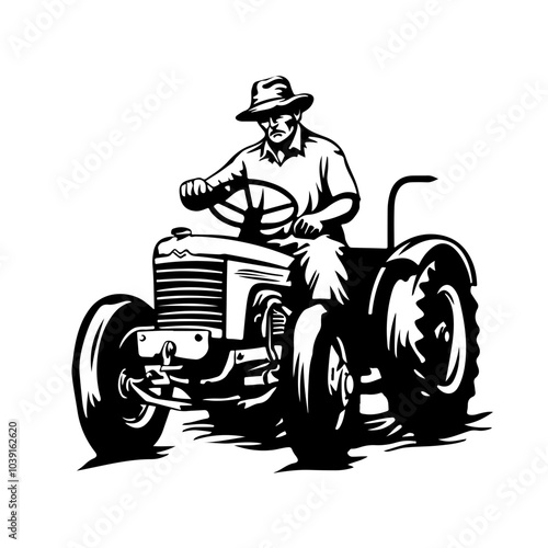 Farmer On Tractor