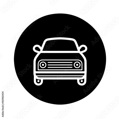 Retro car inside circle