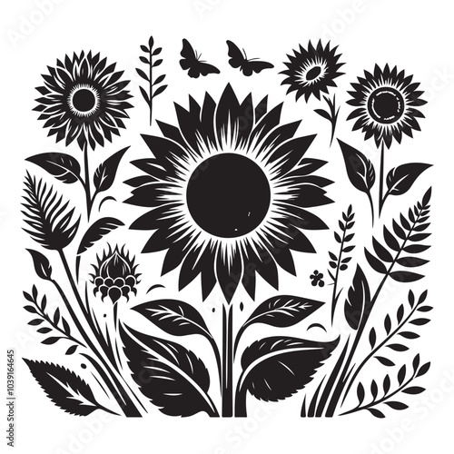 sunflower vector silhouette