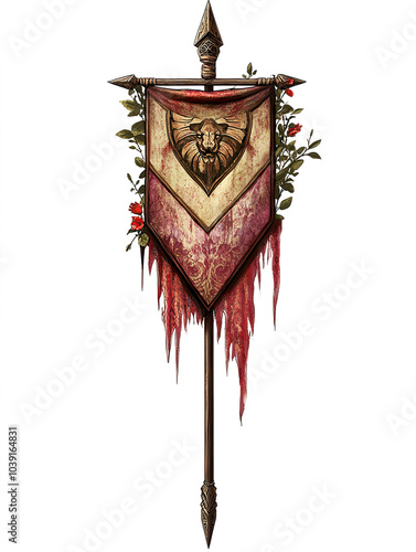 Fantasy inspired banner on pole.