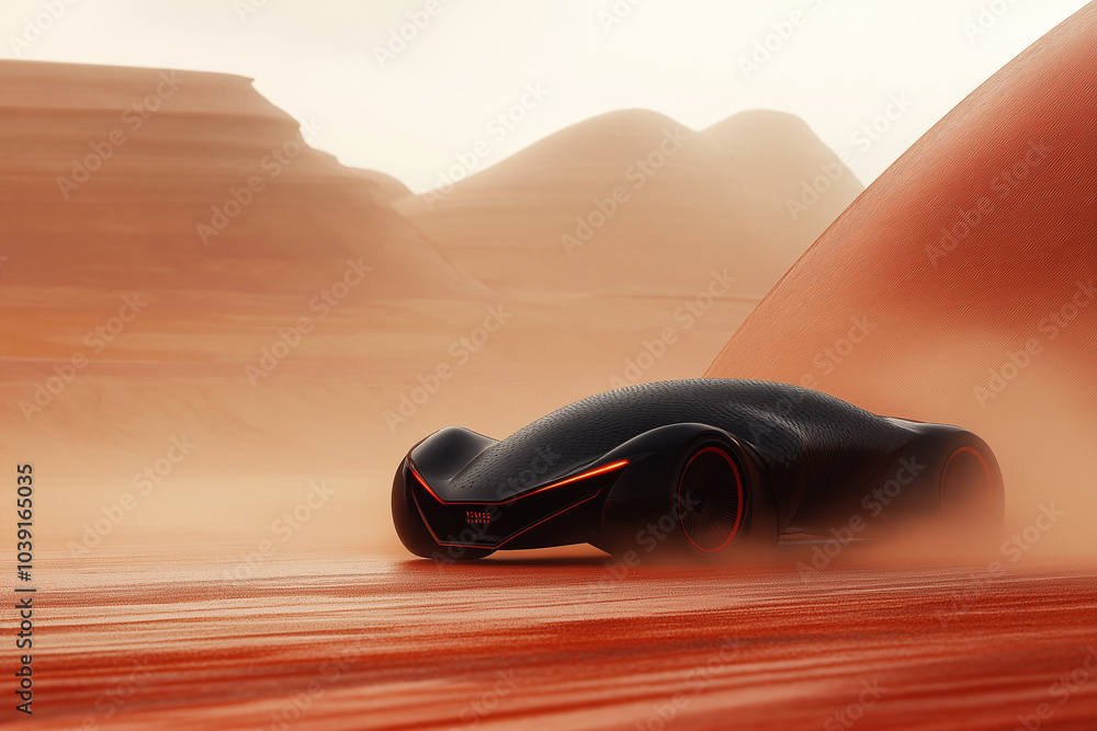 futuristic car in the desert futuristic car in the desert