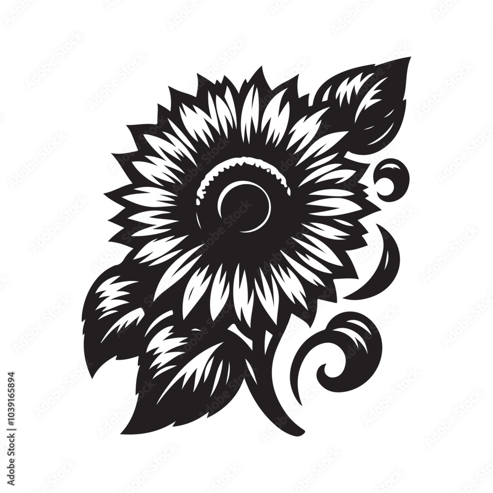 Obraz premium sunflower vector silhouette