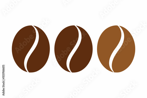  Brown coffee bean icon, Coffee bean vector set, vector illustration 